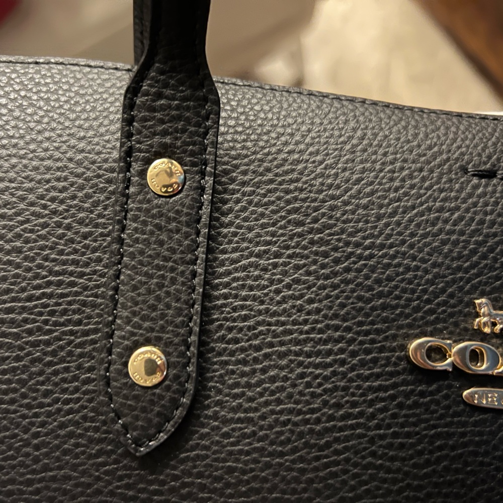 COACH tote Bag Black Leather - Picture 8 of 13